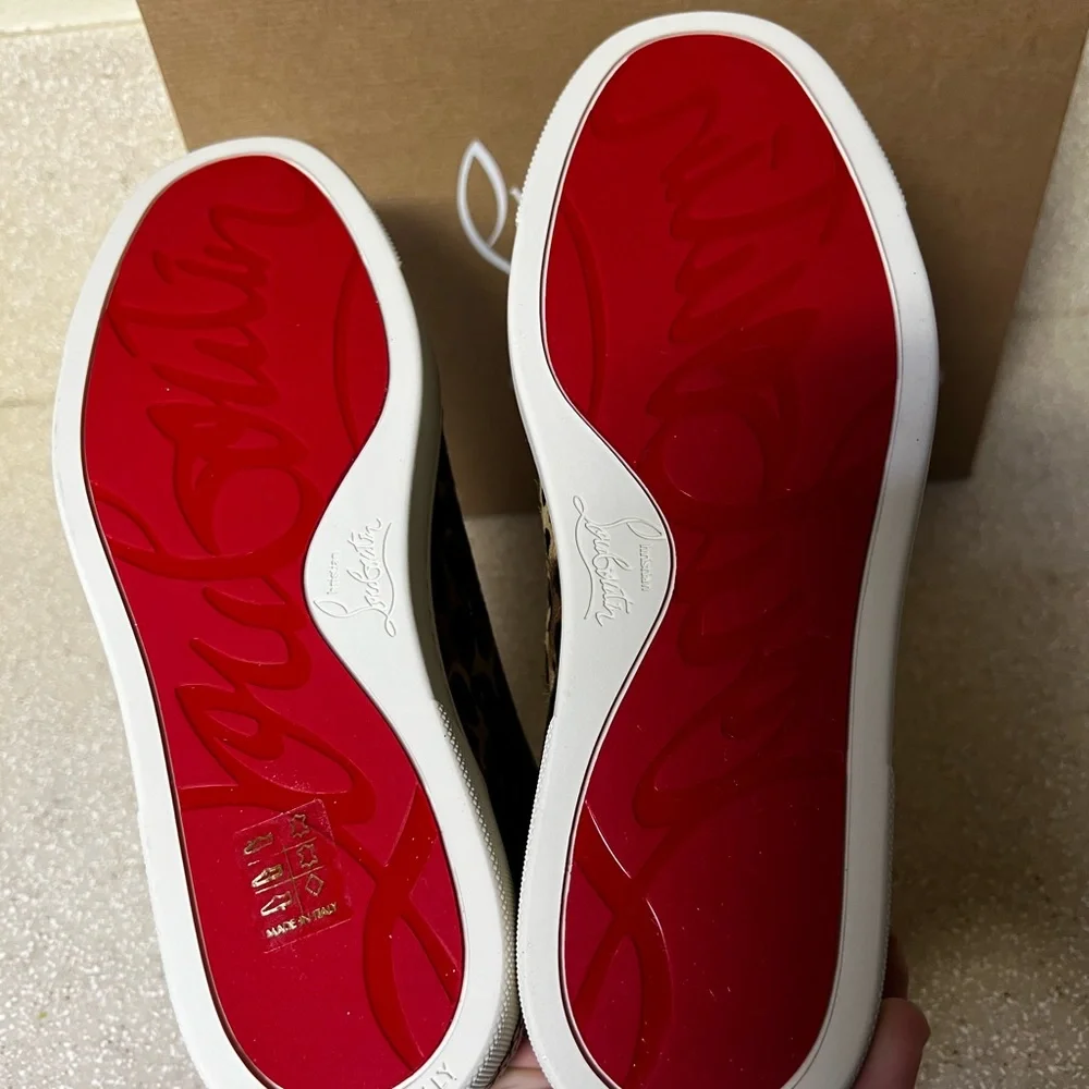 Christian Louboutin Lou Spikes Orlato Sneaker Dark Brown Multi 38 / 8 - Picture 9 of 10